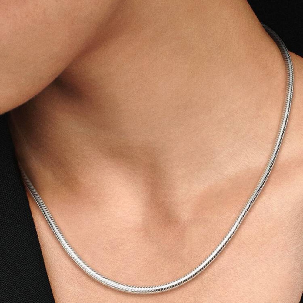 Pandora Moments Snake Silver Chain Necklace Class 45cm Chain Necklace Round - Picture 6 of 6